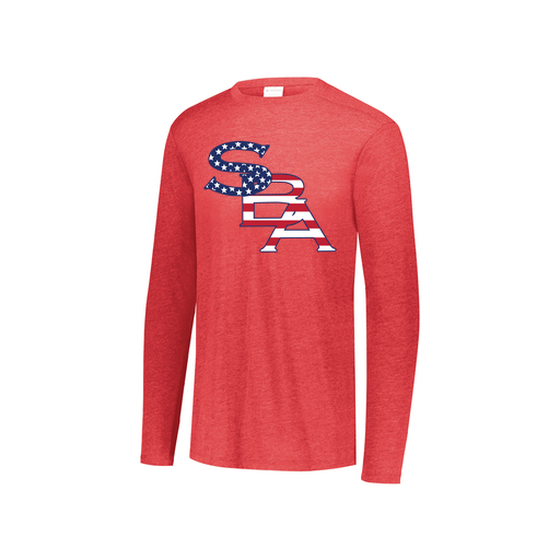 [FTLCUBRD-YS-LOGO1] Decker Youth Tri-Blend T-Shirt - Long Sleeve (Youth S, Red, Logo 1)