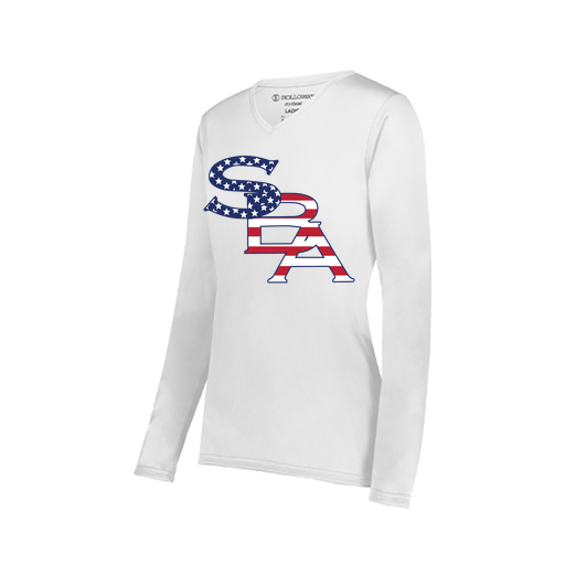 [222824.005.S-LOGO1] Ladies LS Smooth Sport Shirt (Female Adult S, White, Logo 1)
